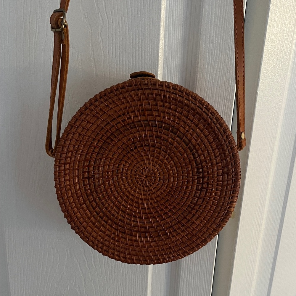 Brown Woven Crossbody Bag